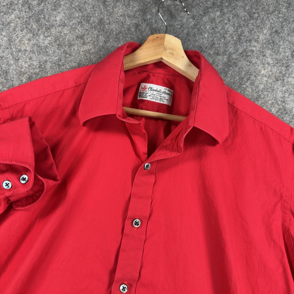 Turnbull & Asser Dress Shirt Mens 17 32/33 Red Solid 100% Cotton Made England